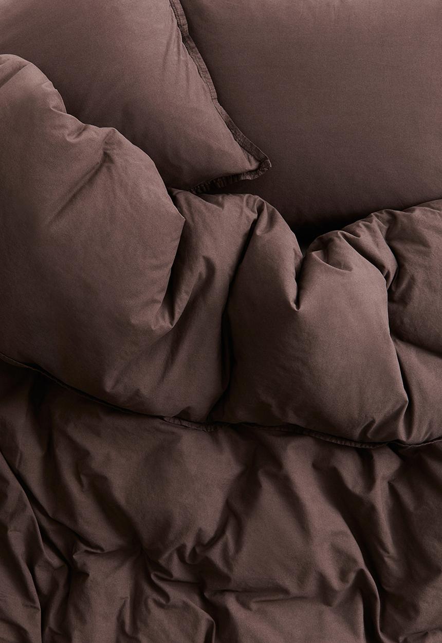 H&M - Washed cotton double/king duvet cover set - dark brown