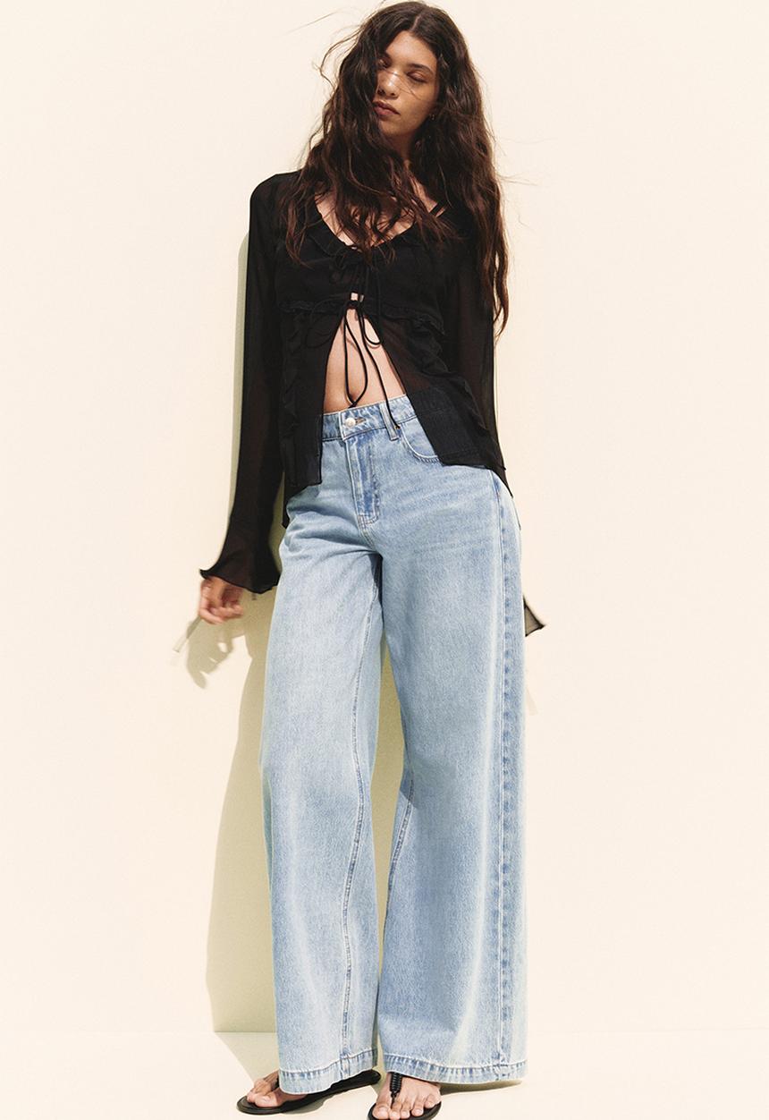 H&M - Wide high jeans - light denim blue