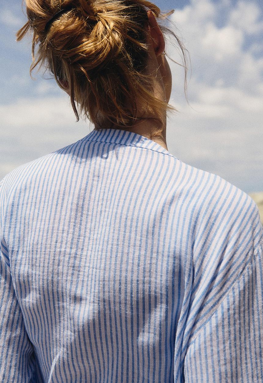 H&M - Linen-blend shirt - white & blue striped