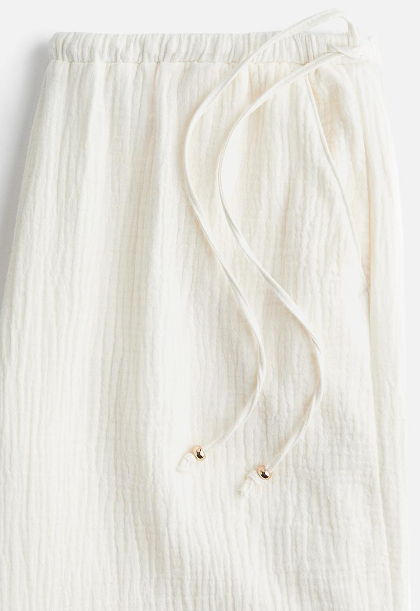 H&M - Wide drawstring trousers - white