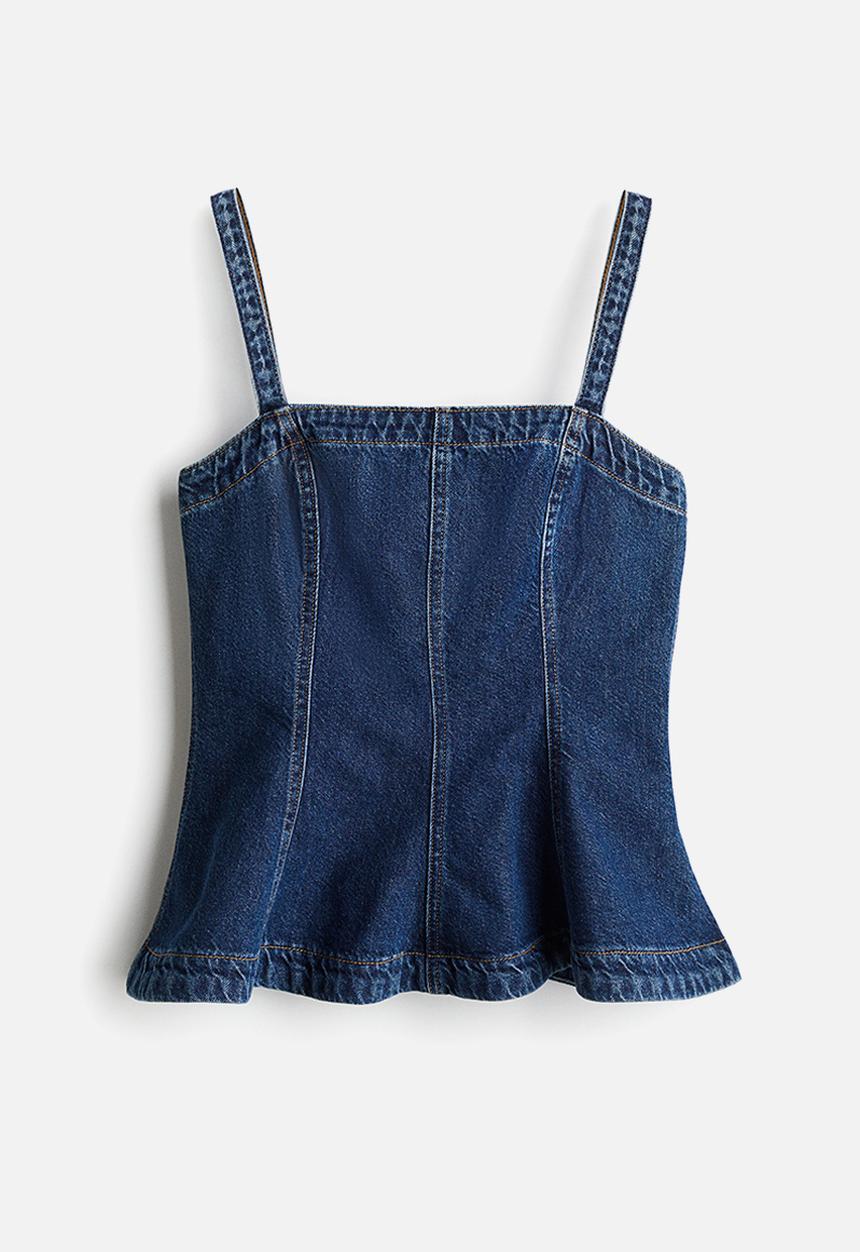 H&M - Denim peplum top - dark denim blue