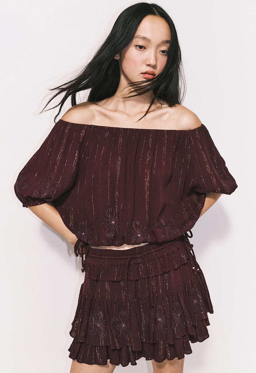 H&M - Shimmering blouse - burgundy