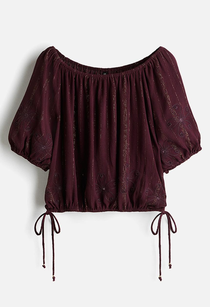 H&M - Shimmering blouse - burgundy