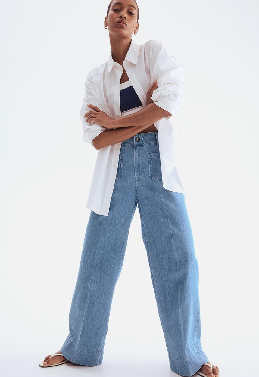H&M - Wide high jeans -  light denim blue