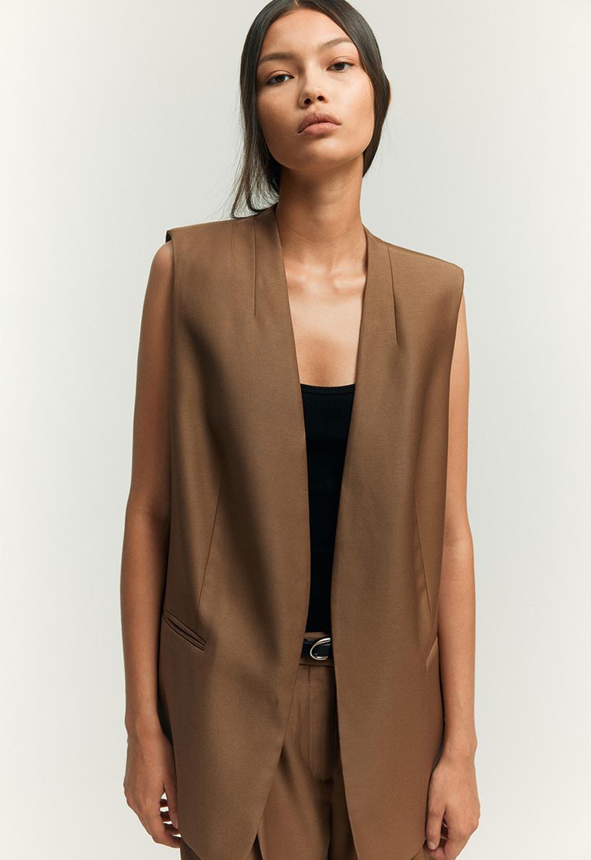 H&M - Waistcoat - dark beige
