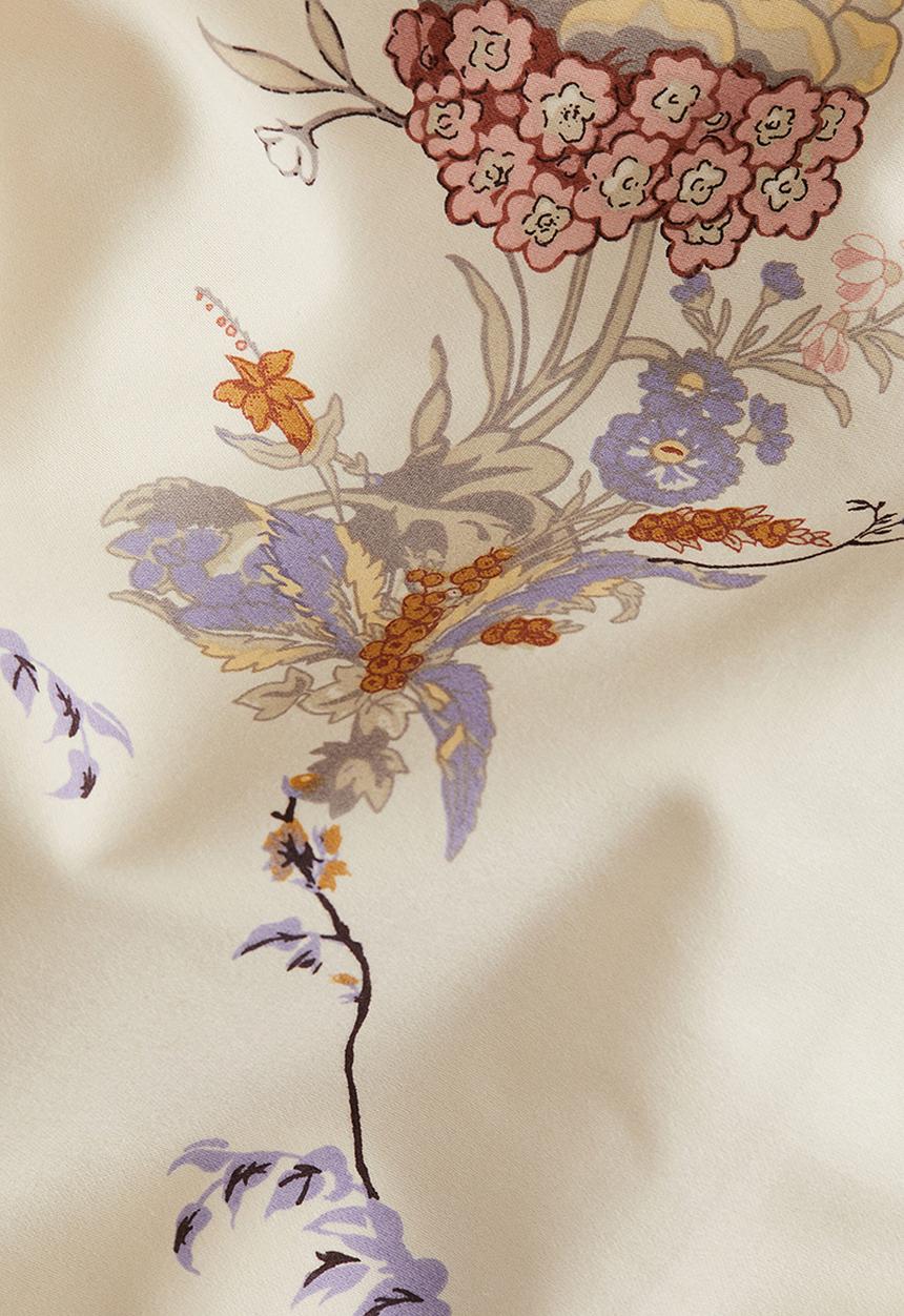 H&M - Satin double/king duvet cover set - dusty light beige/floral