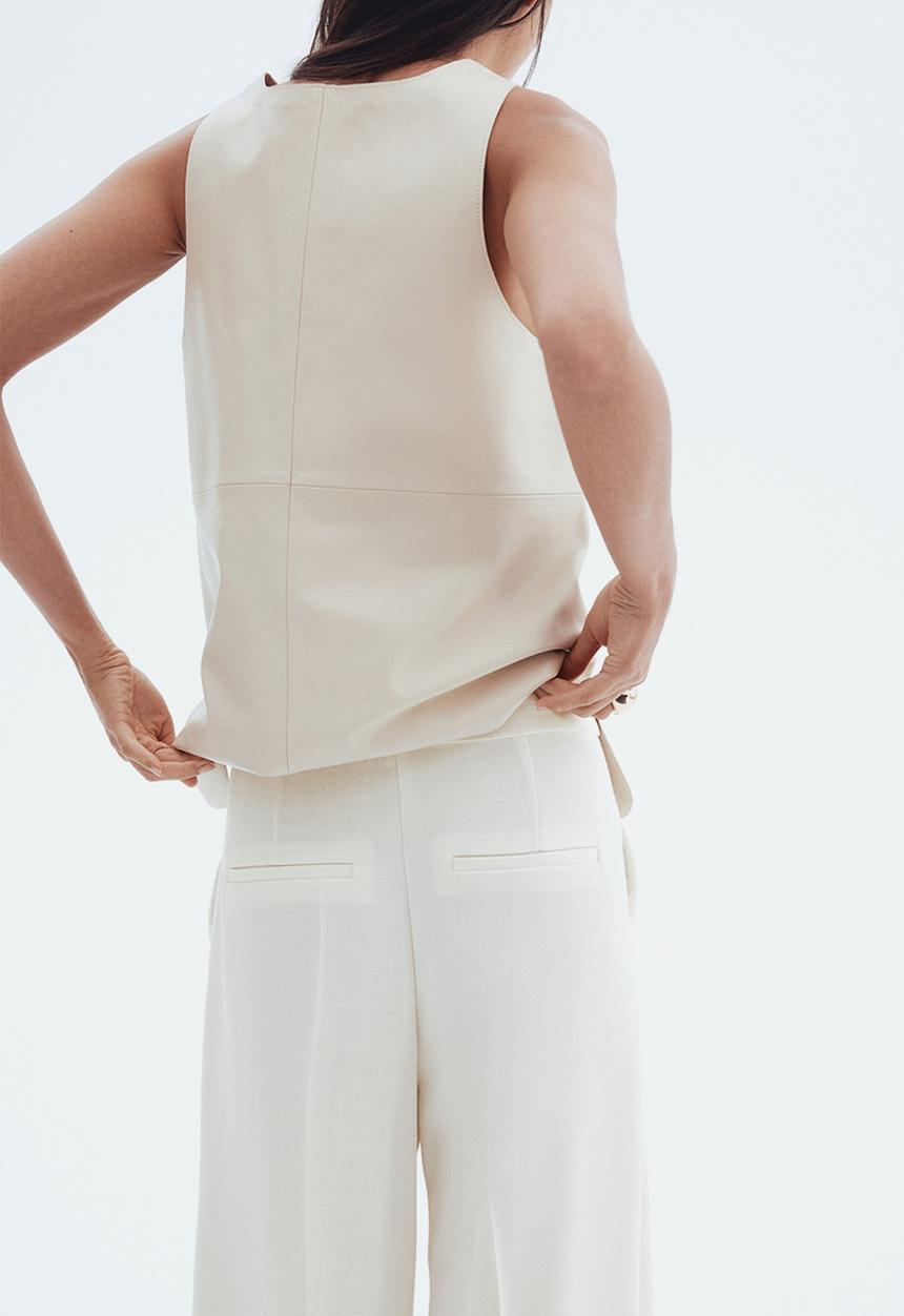 H&M - Wide tailored trousers -  white