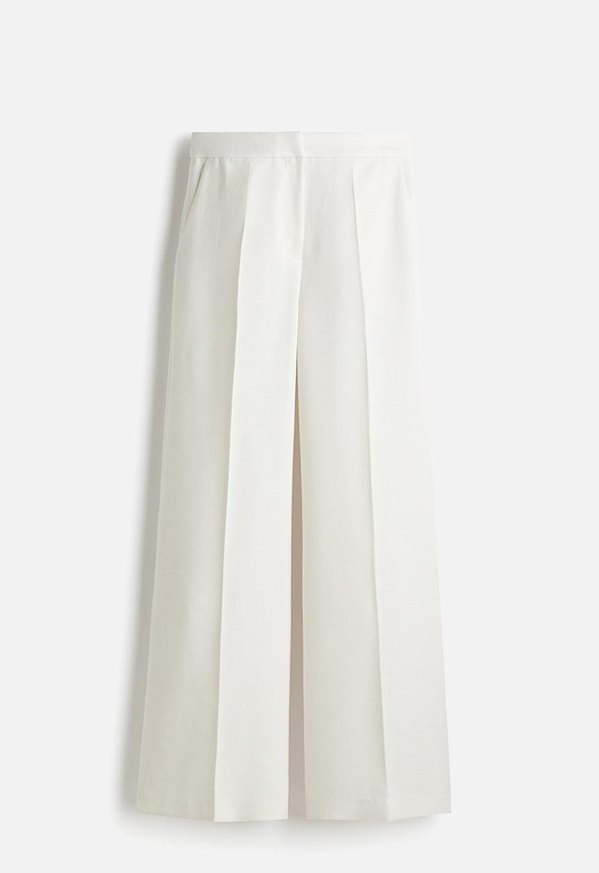 H&M - Wide tailored trousers -  white