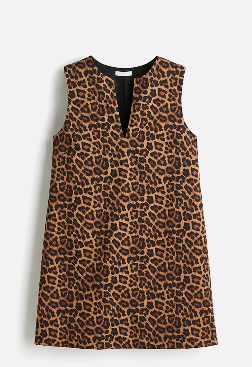 H&M - Twill shift dress - dark beige leopard print