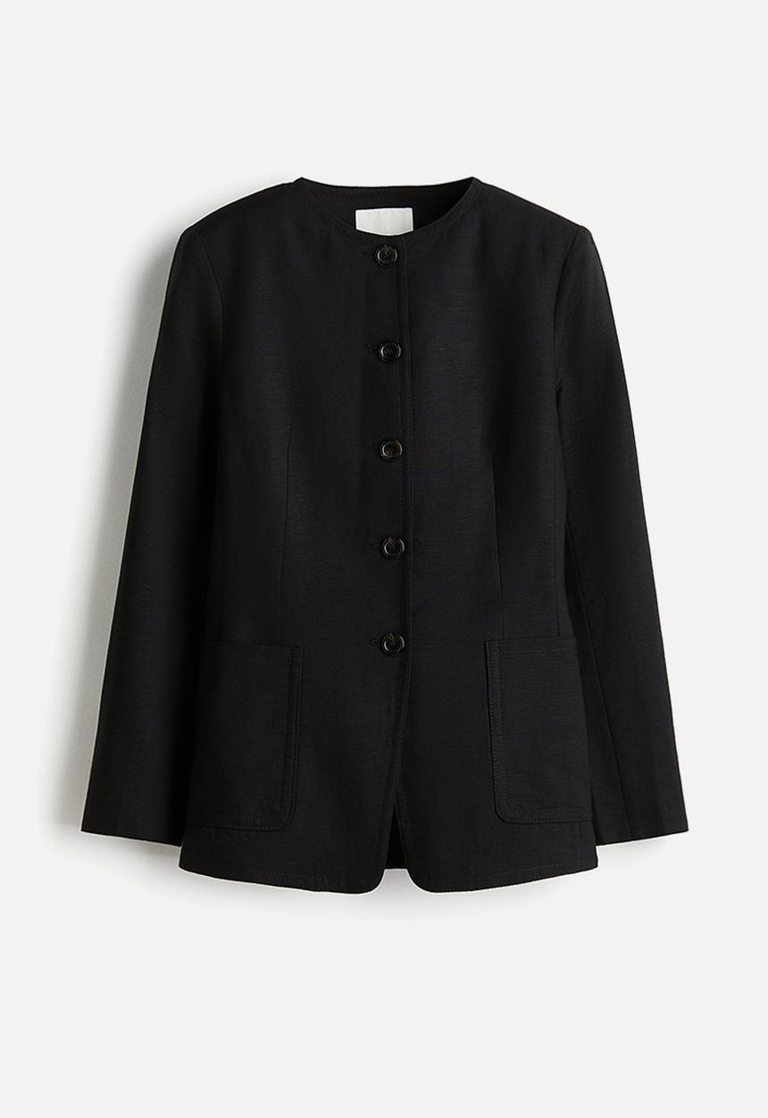 H&M - Linen-blend blazer - black