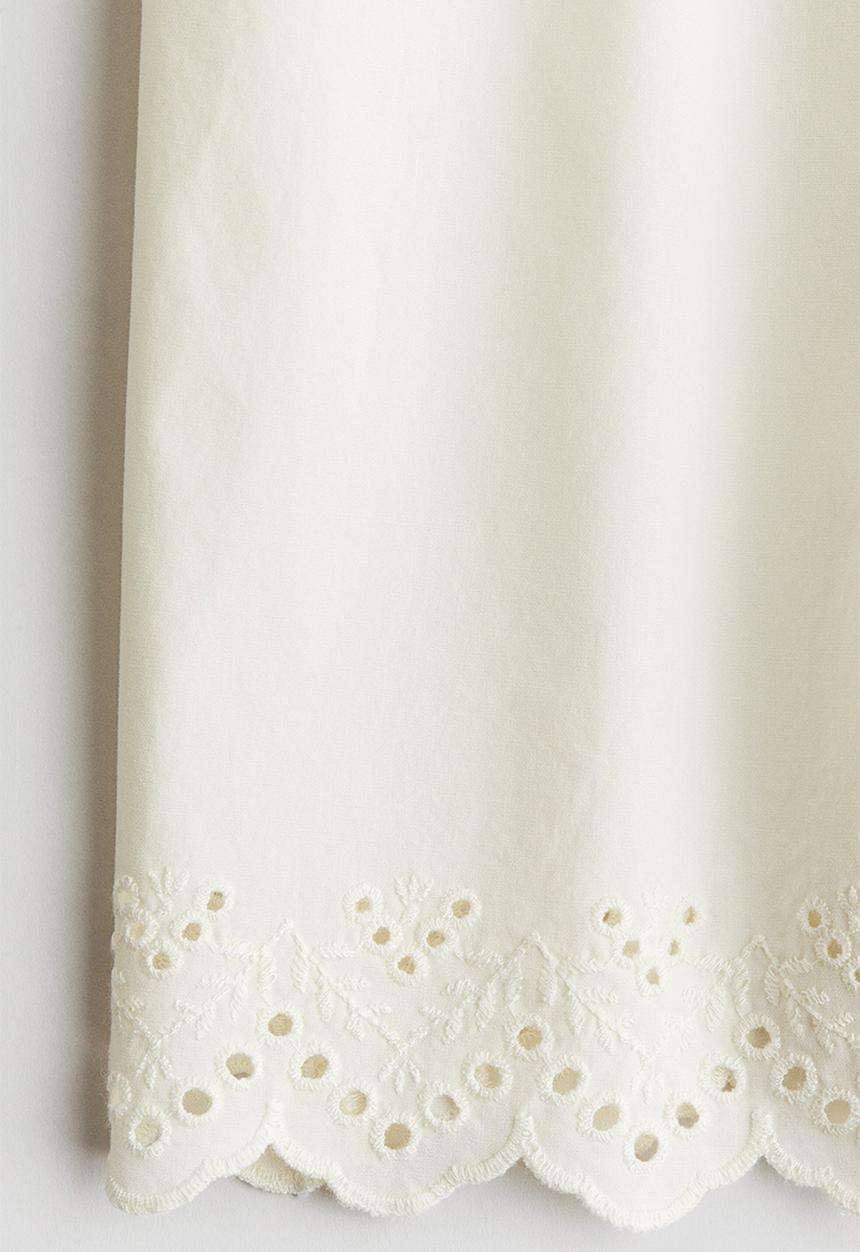 H&M - Broderie anglaise cropped trousers - cream 