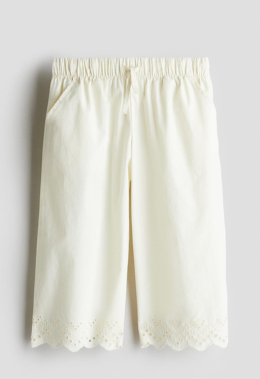 H&M - Broderie anglaise cropped trousers - cream 