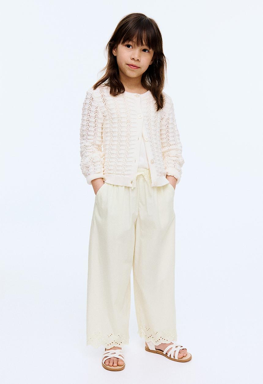 H&M - Broderie anglaise cropped trousers - cream 
