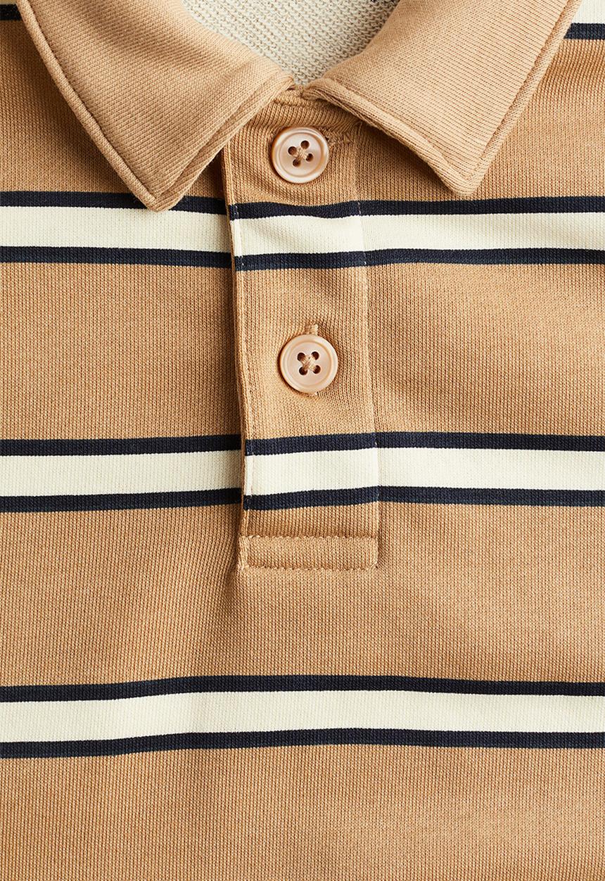 H&M - Loose-fit rugby shirt - beige/striped
