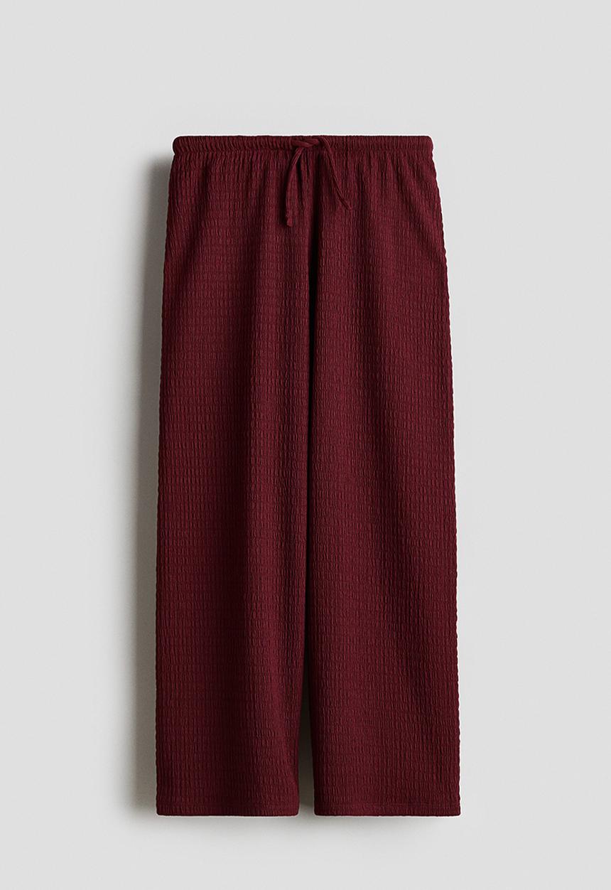 H&M - Textured jersey trousers - dark red
