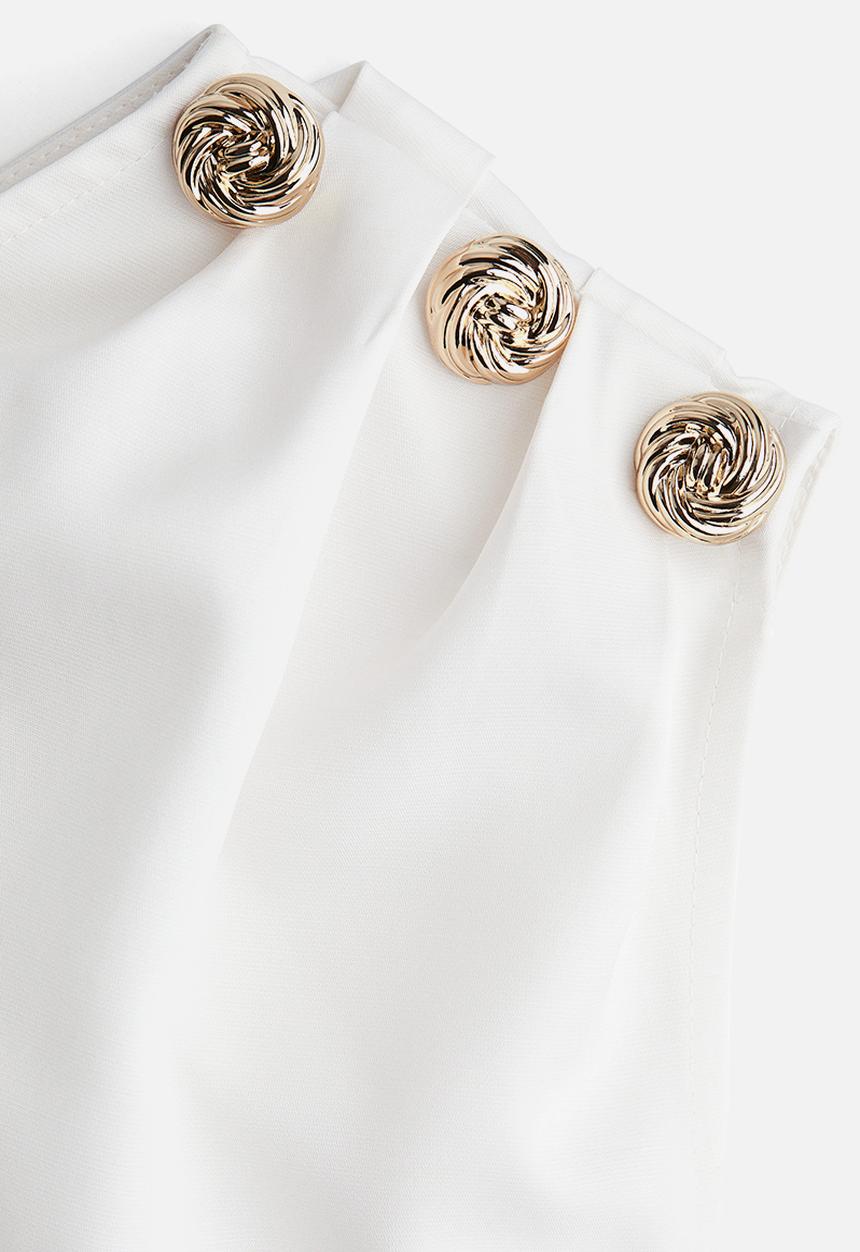 H&M - Button-detail one-shoulder top - white