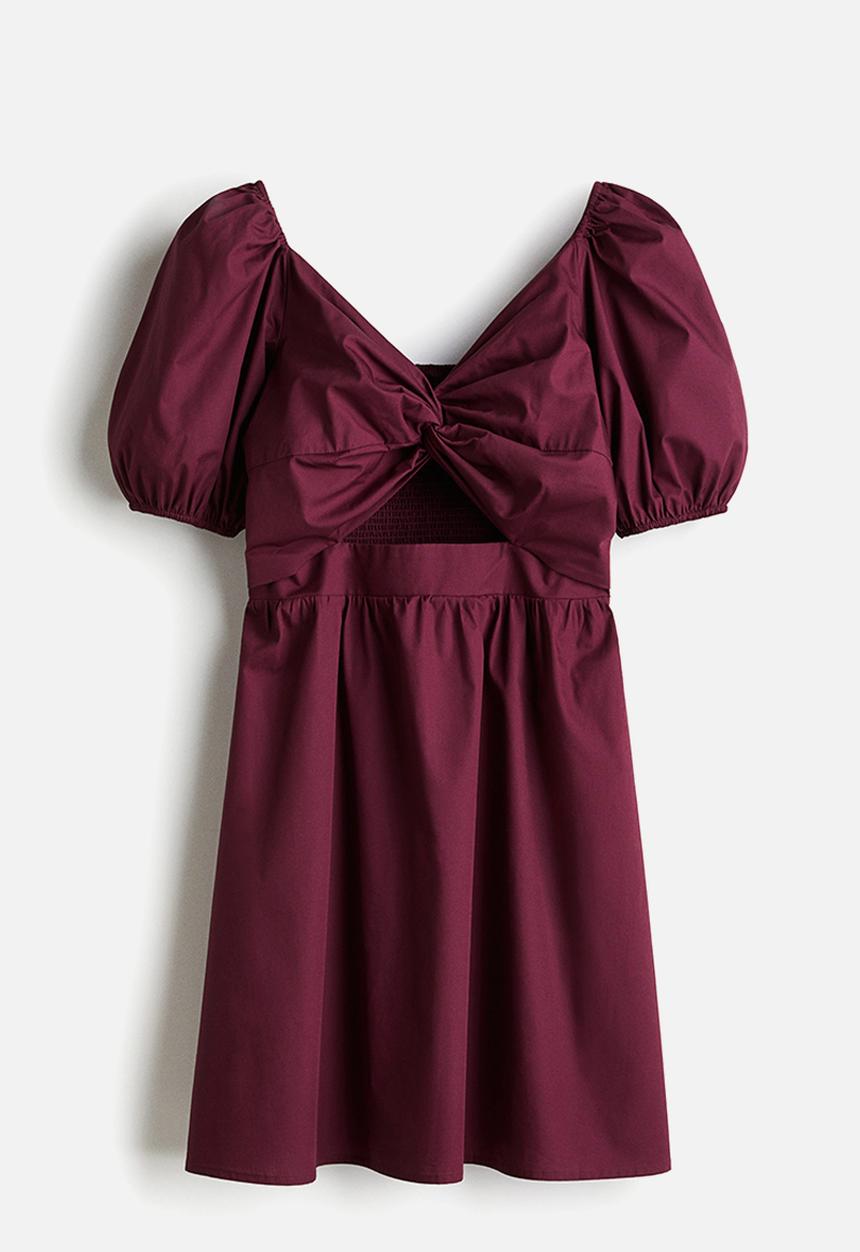 H&M - Twist-detail dress -plum red