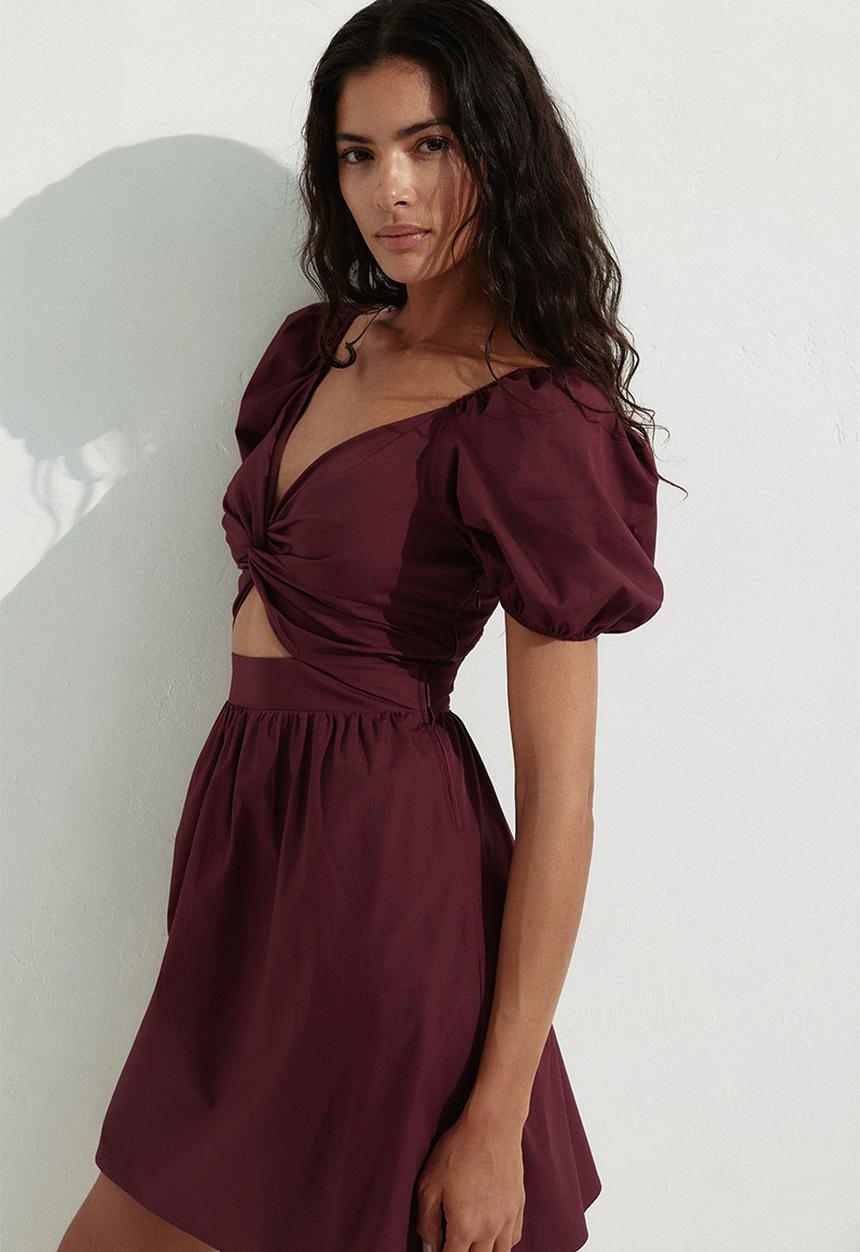 H&M - Twist-detail dress -plum red