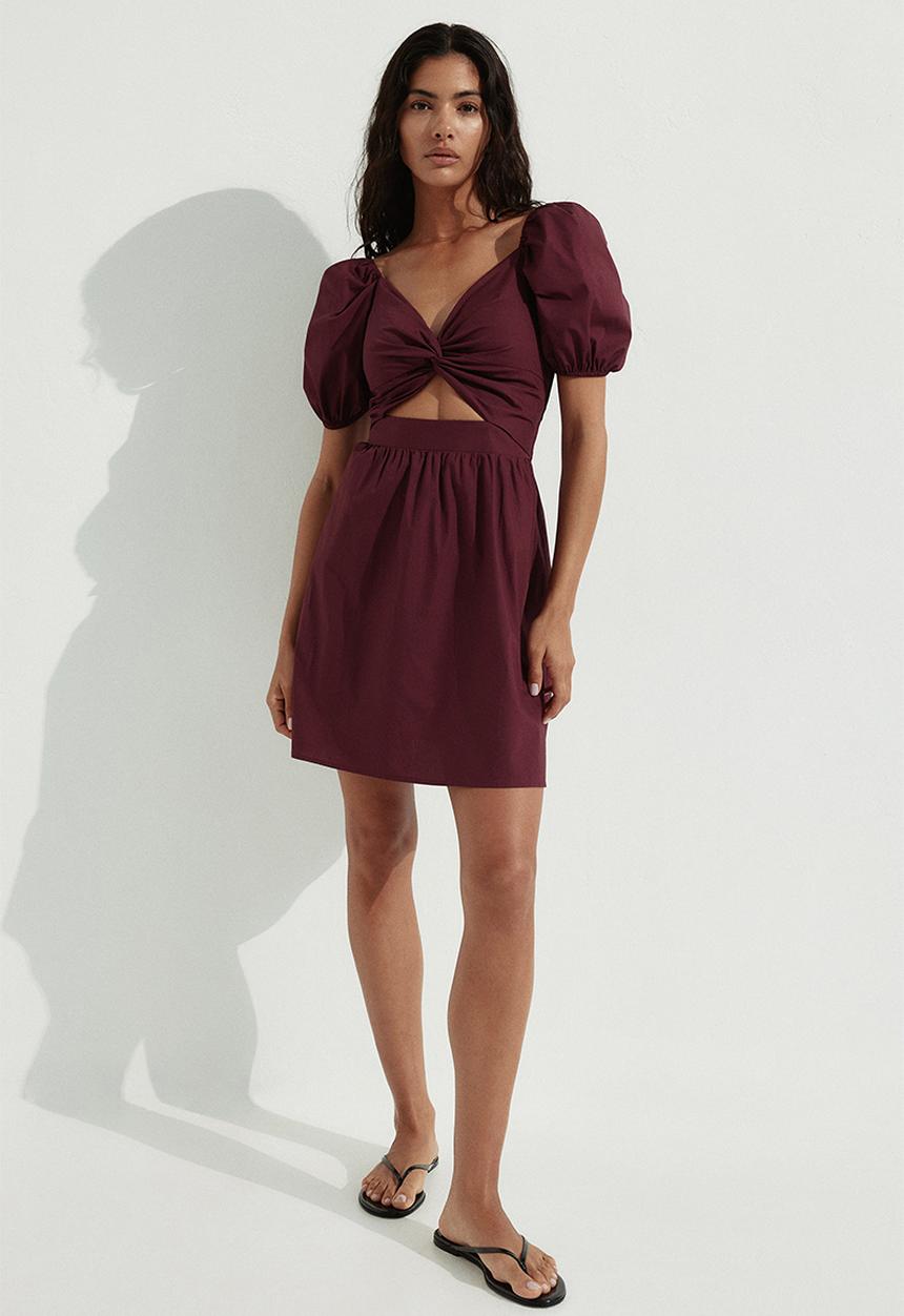 H&M - Twist-detail dress -plum red