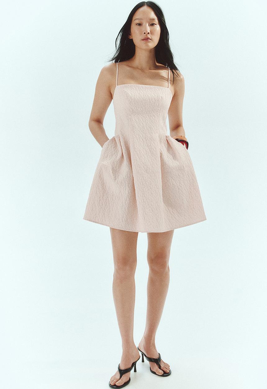 H&M - Jacquard-weave strappy dress - powder pink