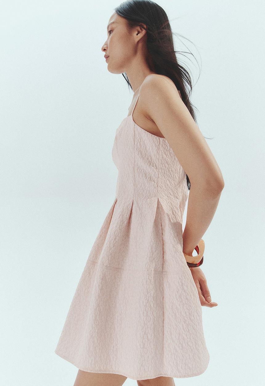 H&M - Jacquard-weave strappy dress - powder pink