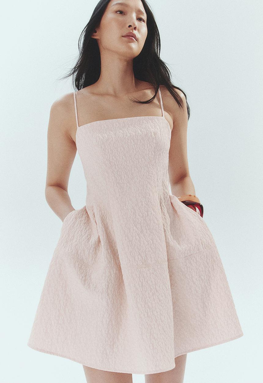 H&M - Jacquard-weave strappy dress - powder pink
