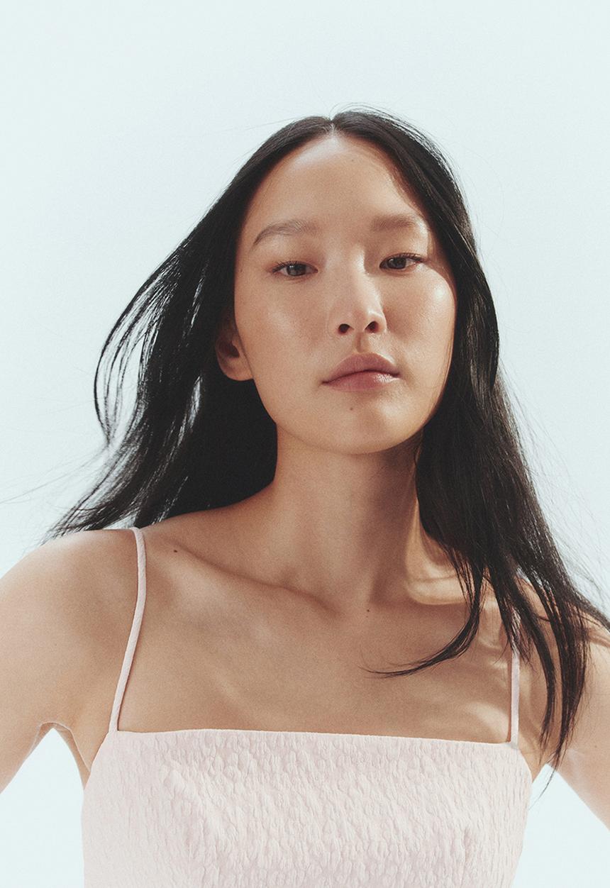 H&M - Jacquard-weave strappy dress - powder pink