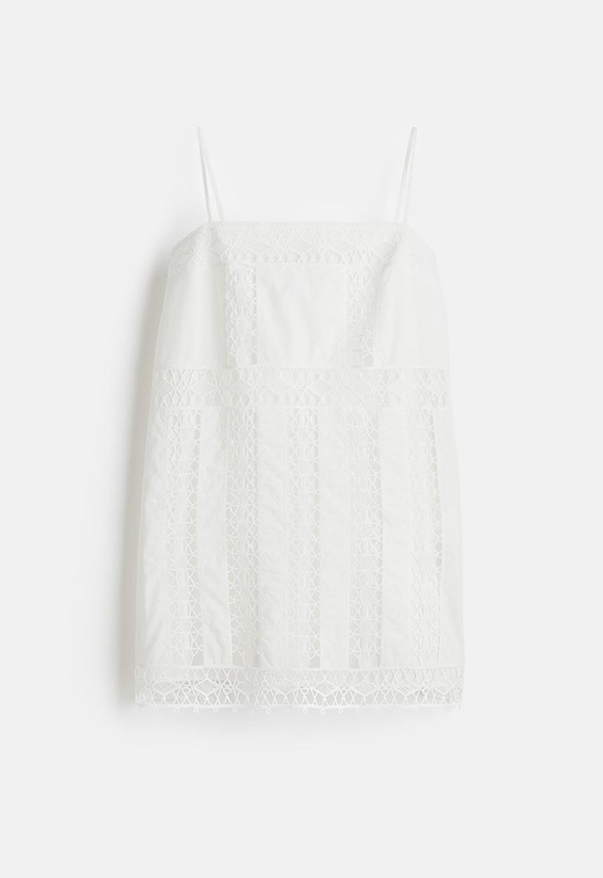 H&M - Lace-inset strappy dress - white