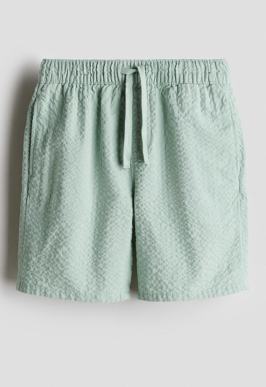 H&M - Cotton seersucker shorts - light green