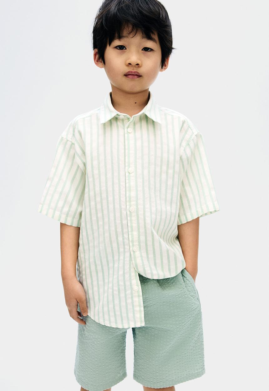 H&M - Cotton seersucker shorts - light green