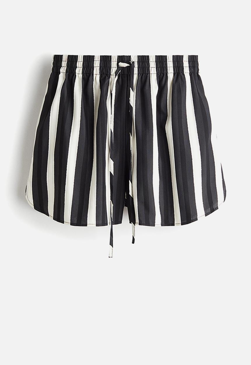 H&M - Dobby-weave shorts - black striped