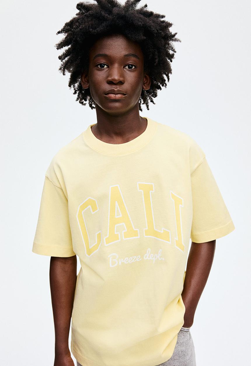 H&M - Printed cotton T-shirt - yellow/cali
