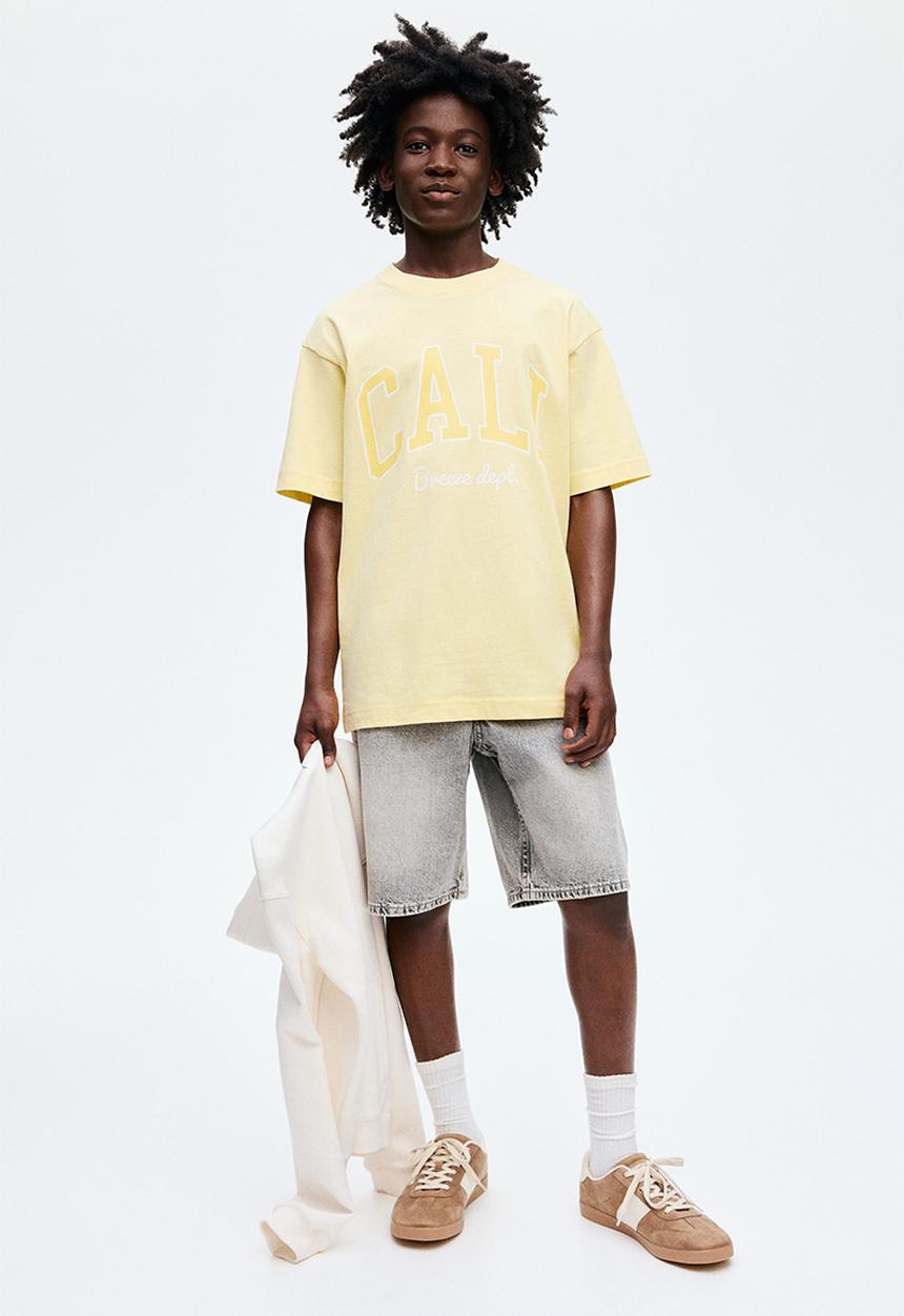 H&M - Printed cotton T-shirt - yellow/cali