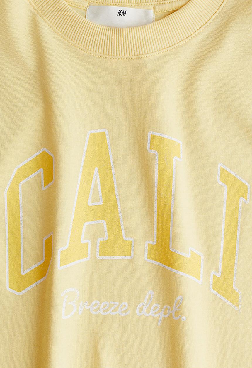 H&M - Printed cotton T-shirt - yellow/cali