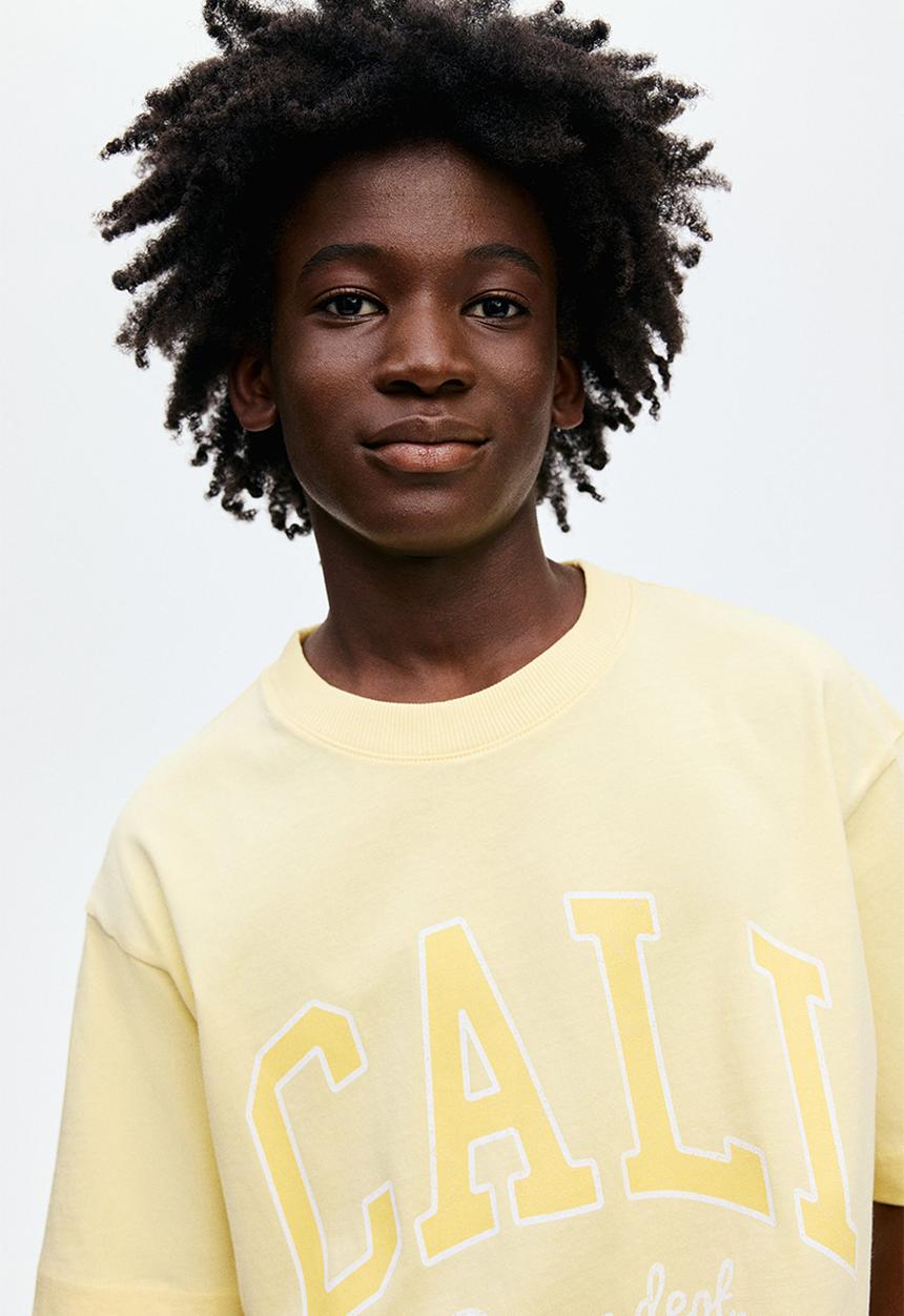 H&M - Printed cotton T-shirt - yellow/cali