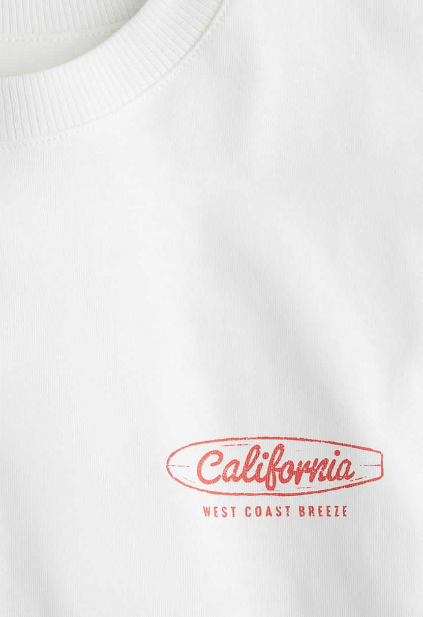 H&M - Printed cotton T-shirt - white/surf shop