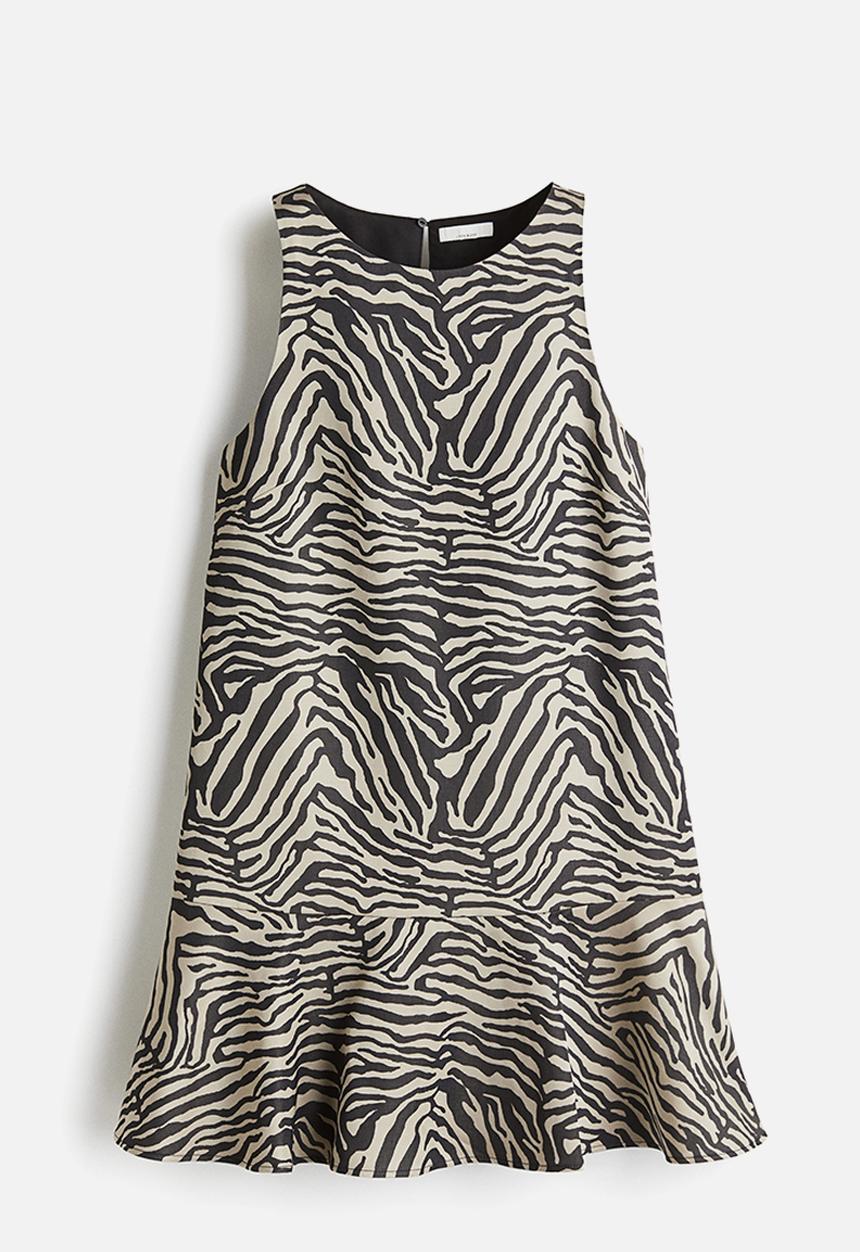 H&M - A-line dress - light beige & zebra print 