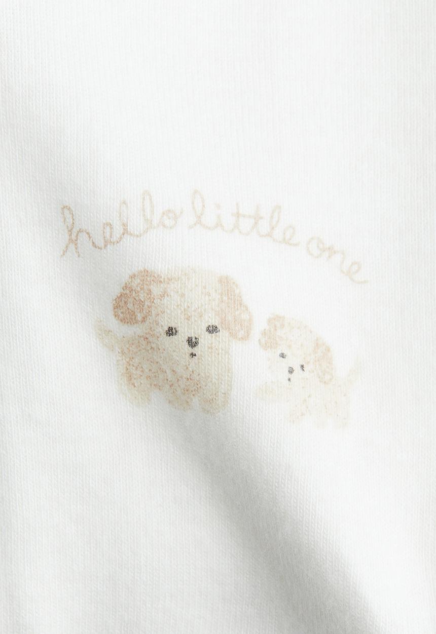 H&M - 4 piece cotton jersey gift set - light beige puppies