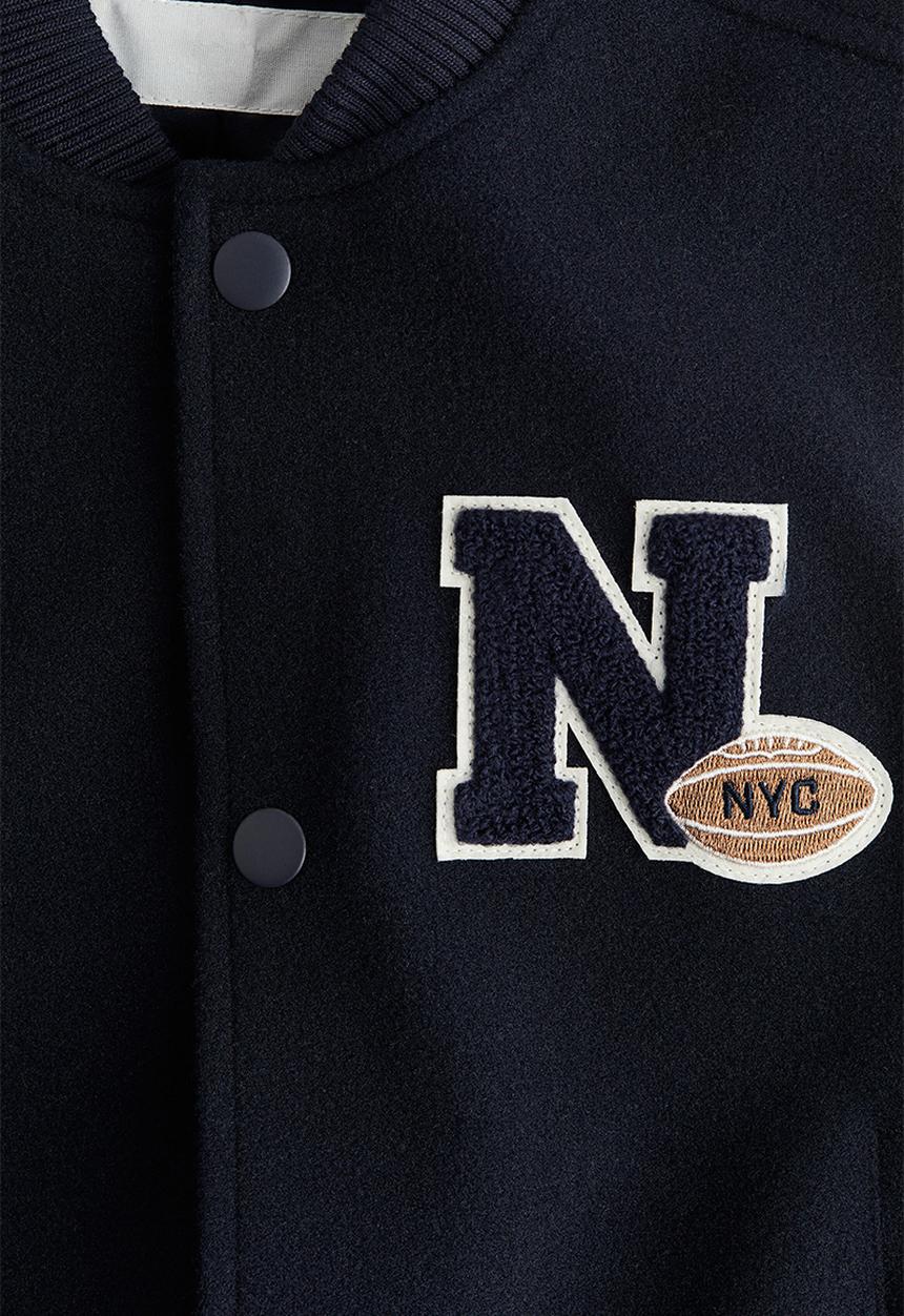 H&M - Motif-detail baseball jacket - navy blue/n