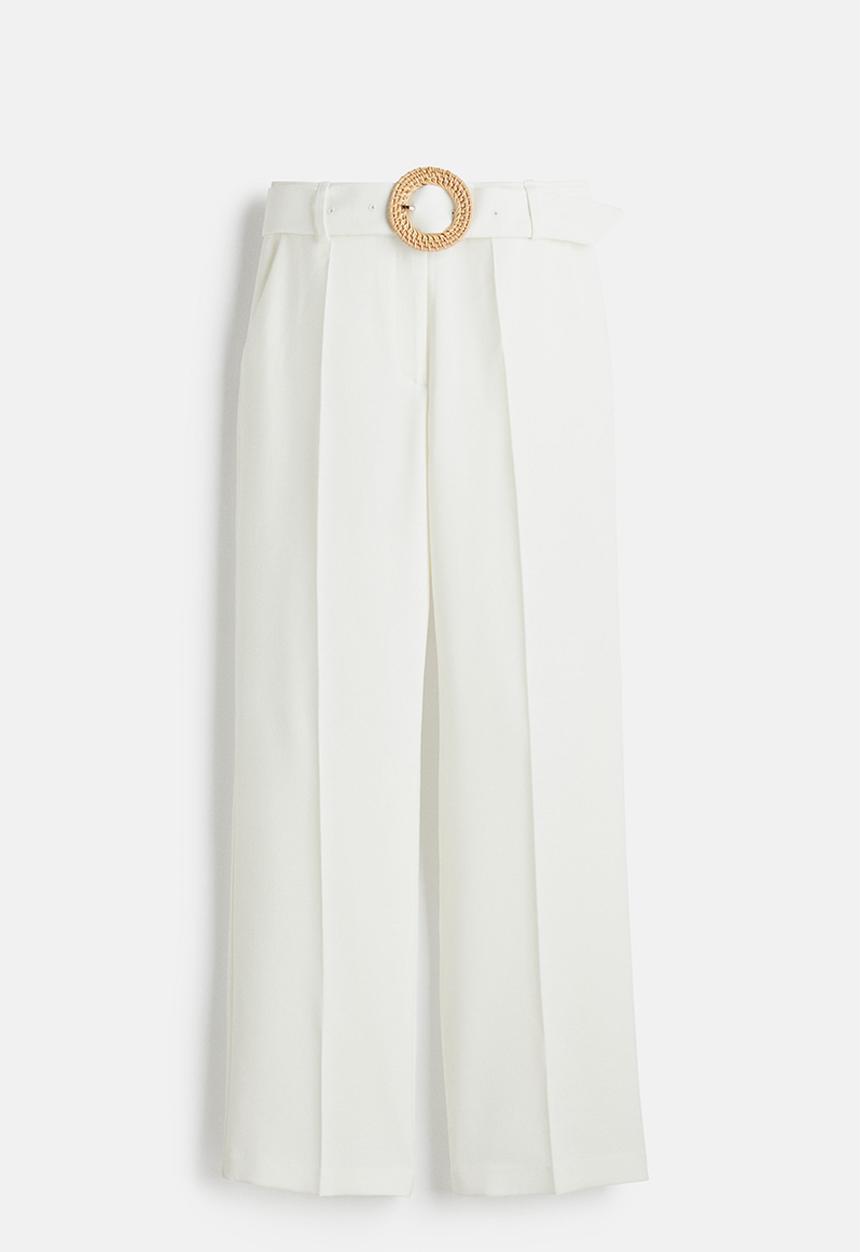 H&M - Wide tailored trousers - white