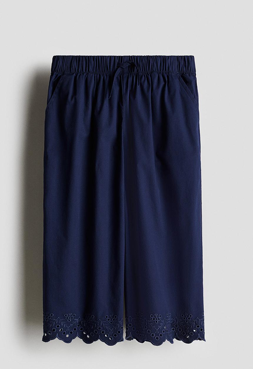 H&M - Broderie anglaise cropped trousers - navy blue