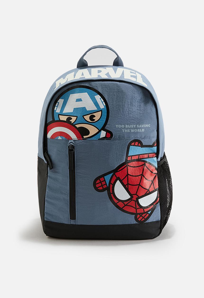 H&M - Printed backpack - dusty blue/marvel