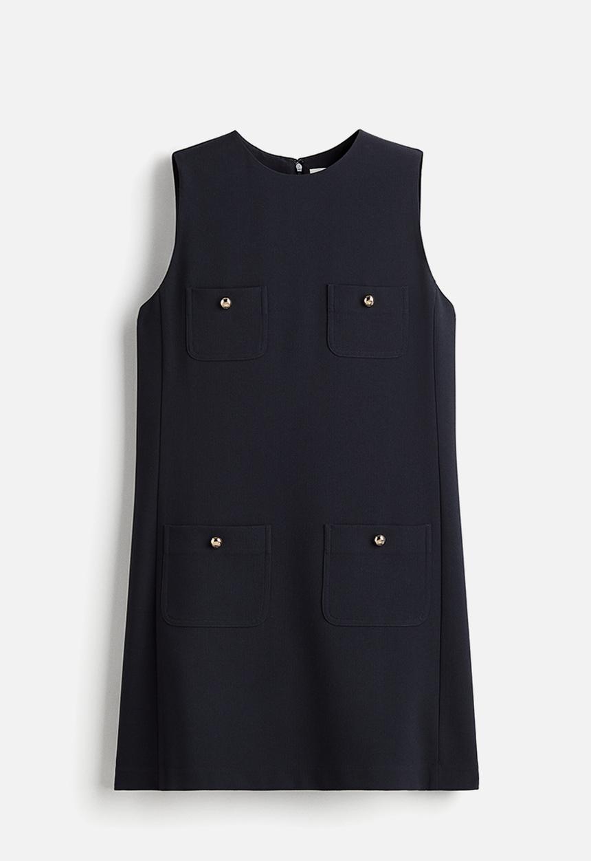 H&M - Pocket-detail shift dress - navy blue