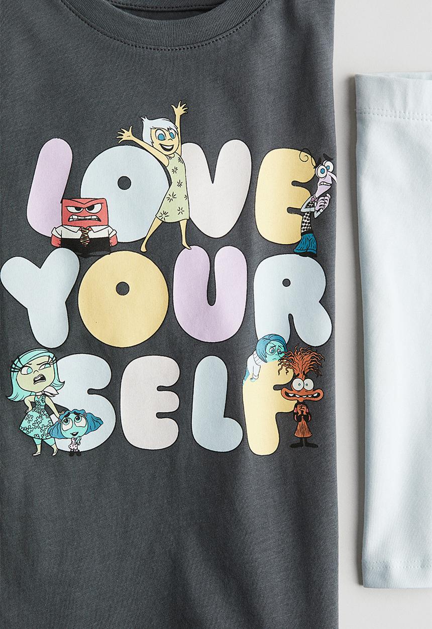 H&M - 2-Piece printed set - grey & love yourself