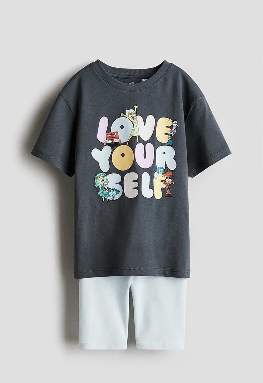 H&M - 2-Piece printed set - grey & love yourself