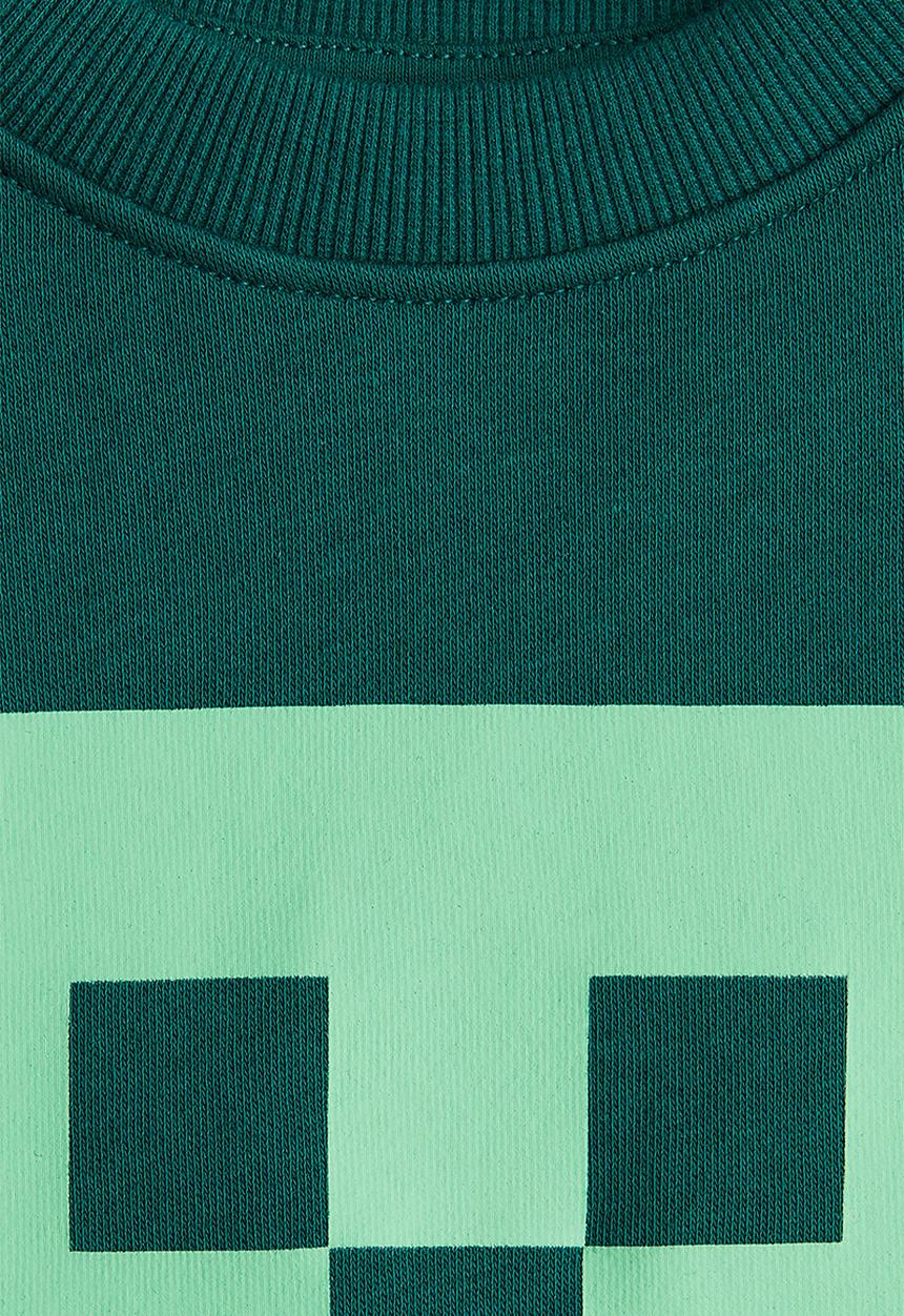 H&M - Printed sweatshirt - dark green minecraft