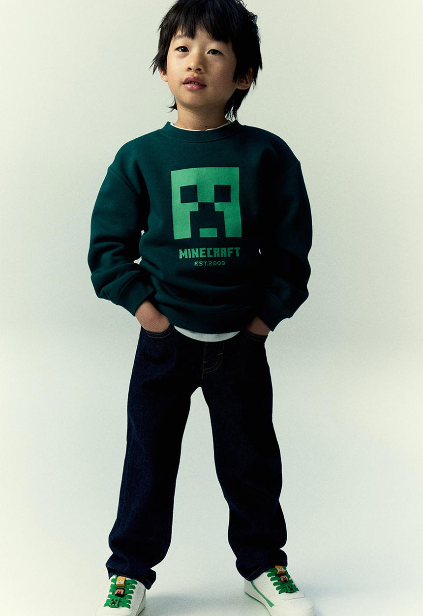 H&M - Printed sweatshirt - dark green minecraft