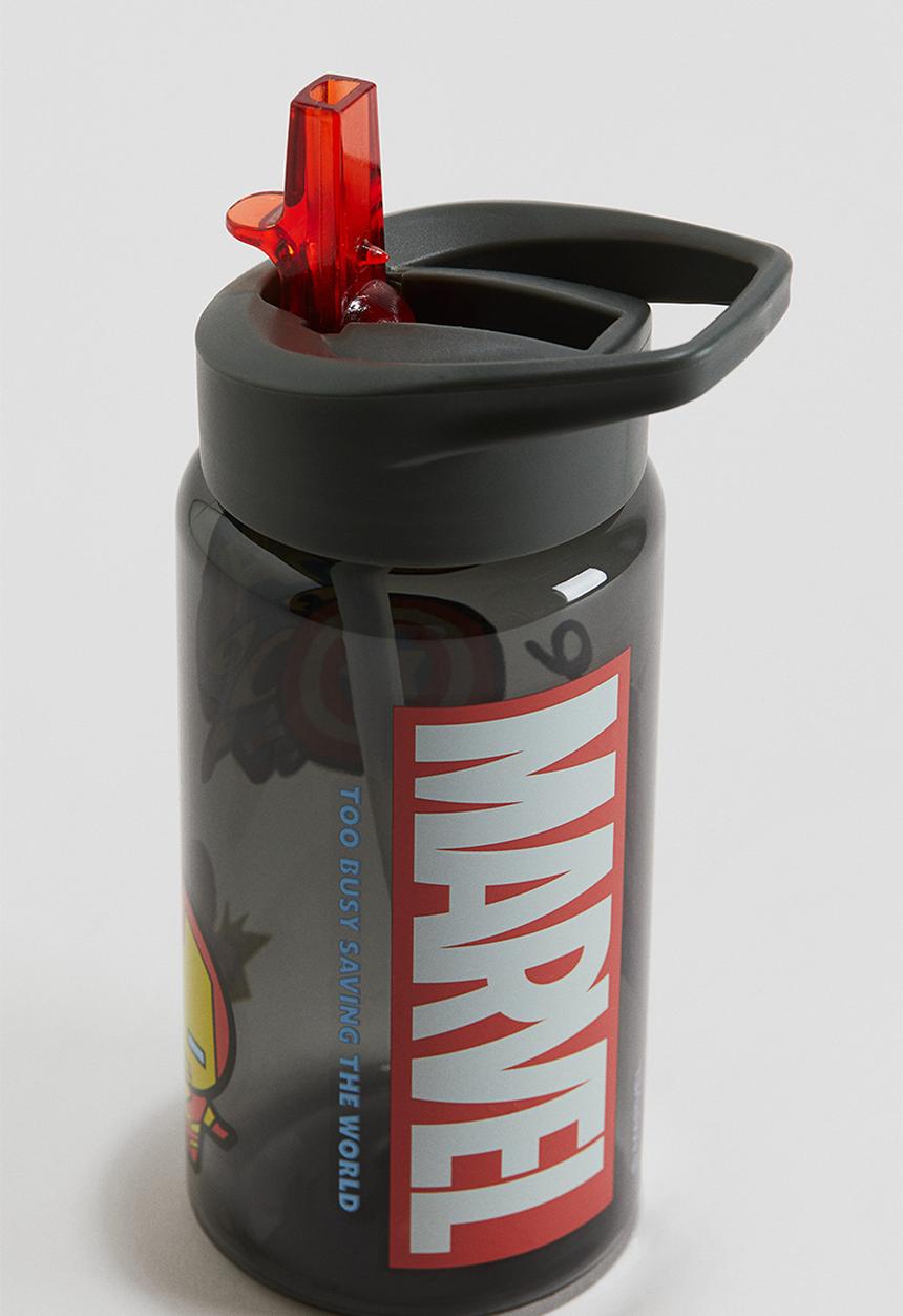 H&M - Printed water bottle - dark grey marvel comics