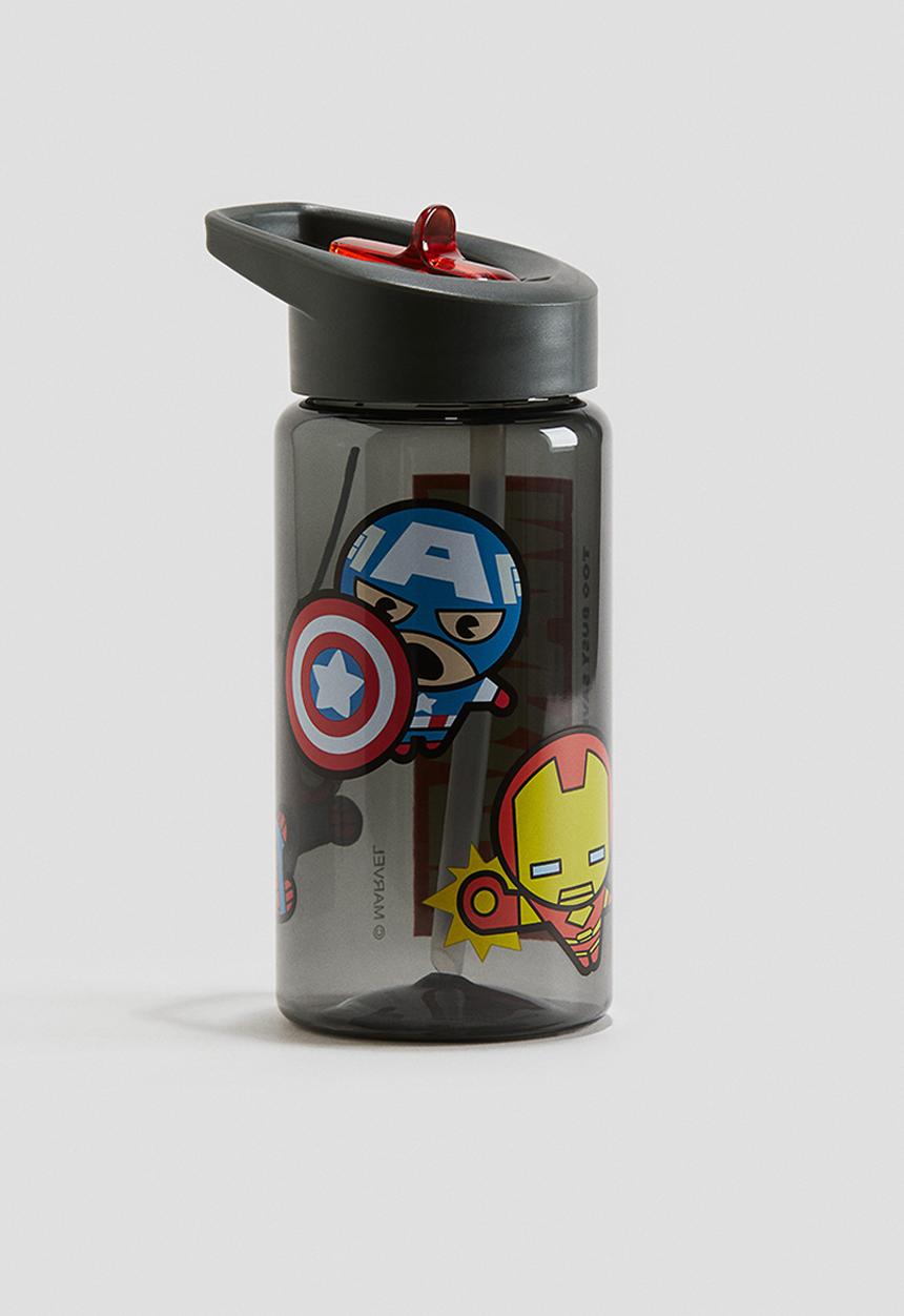 H&M - Printed water bottle - dark grey marvel comics