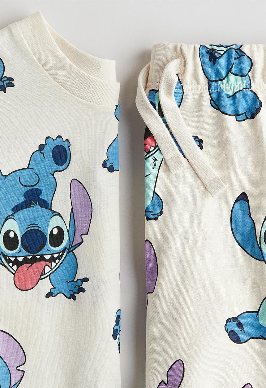 H&M - 2-Piece printed set - cream/lilo&stitch